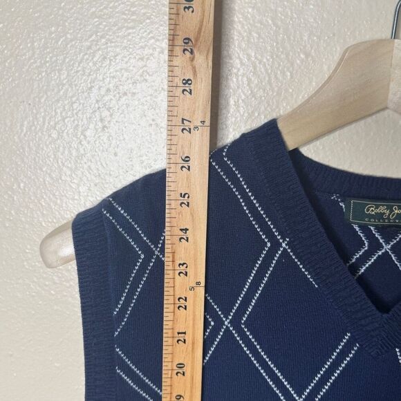 Bobby Jones Sweater Vest Mens XL Navy argyle Silk Cashmere Cable V-neck Golf - Picture 7 of 9